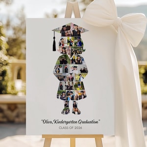 Plantilla editable de Canva para collage de fotos de graduación de jardín de infantes para niñas (descarga digital) imagen 1