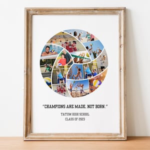 Plantilla de collage de fotos de voleibol deportivo Canva, collage de fotos de voleibol, collage de imágenes con formas de voleibol, forma de voleibol, regalo de entrenador