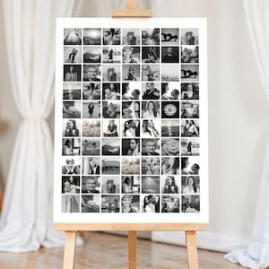 70 Photo Collage Template, Minimalist Grid (Canva Digital Download)