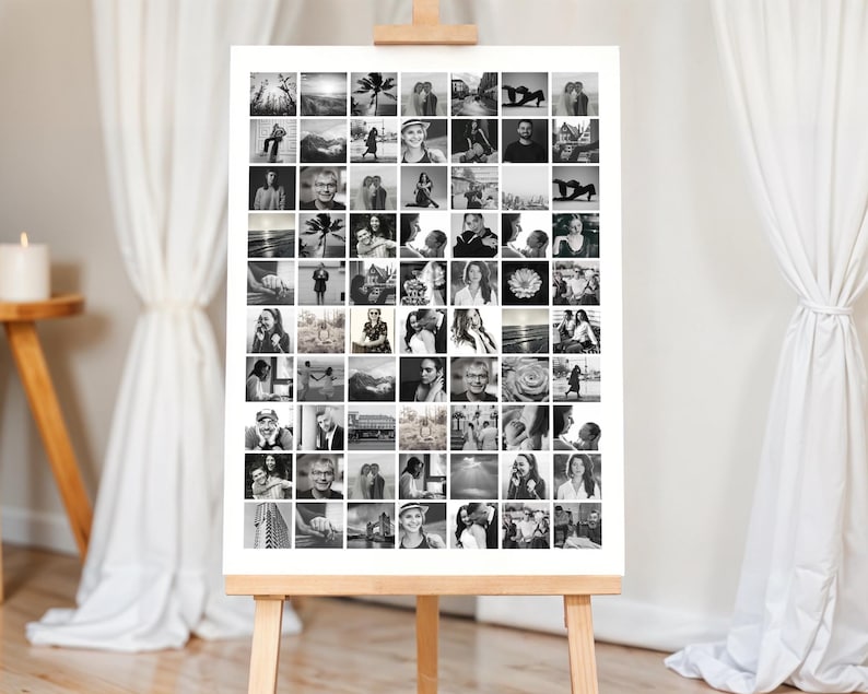 70 Photo Collage Template, Minimalist Grid (Canva Digital Download)