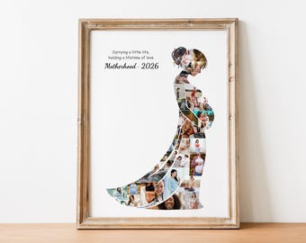Motherhood Photo Collage, Pregnancy Keepsake (Canva Template Digital Download)