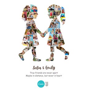 Best Friend Photo Collage Gift, Two Girls Friendship Print (Digital)
