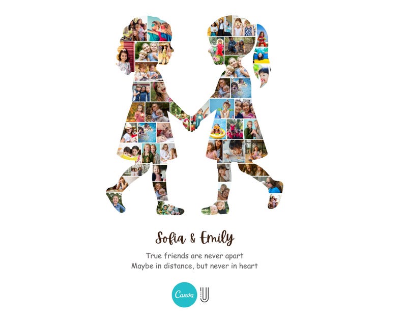Best Friend Photo Collage Gift, Two Girls Friendship Print (Digital)