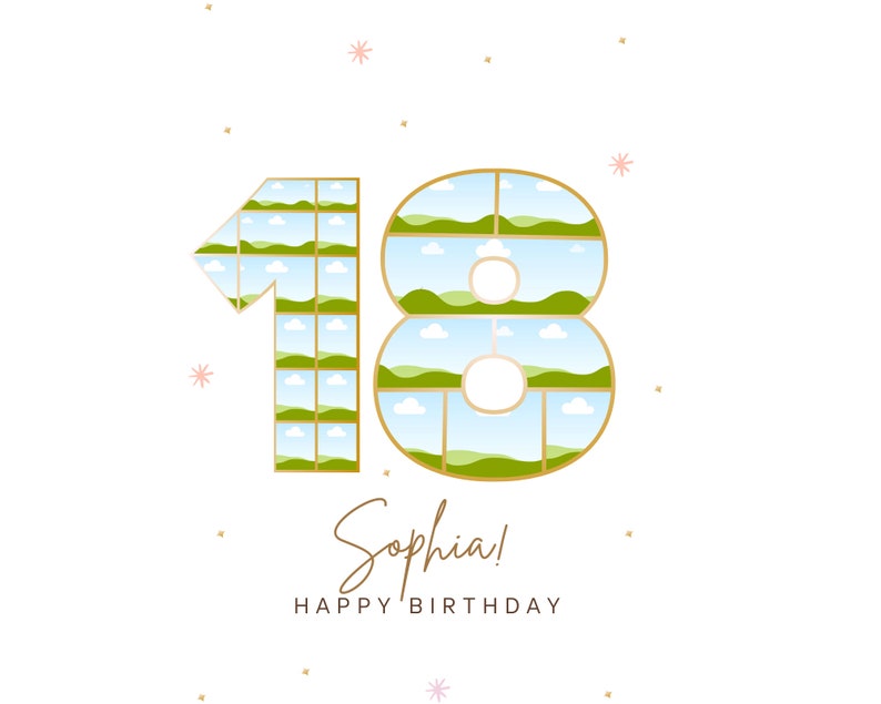 Custom 18th Birthday Photo Collage, Canva Template (Digital Download)