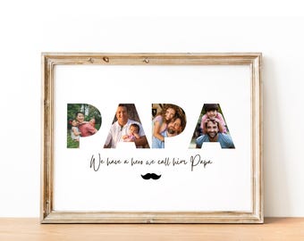 Modèle de toile de collage papa pour cadeau de fête des pères, anniversaire de papa, cadeau personnalisé à papa, souvenirs de papa et conception de célébration