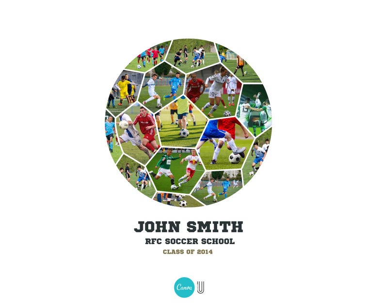 Soccer Ball Photo Collage: Canva Football Gift (Digital File)