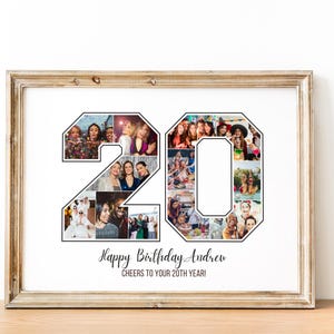 20th Birthday Photo Collage,Personalized Gifts,Customized Gifts,Number 20 Collage,Son Daughter Gift,Gift to her,Number 20 collage