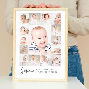 Baby's First Year Photo Collage Template: Printable Milestone Keepsake (Digital)