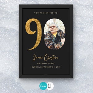 90th Birthday Photo Collage: Canva Template (Digital Download)