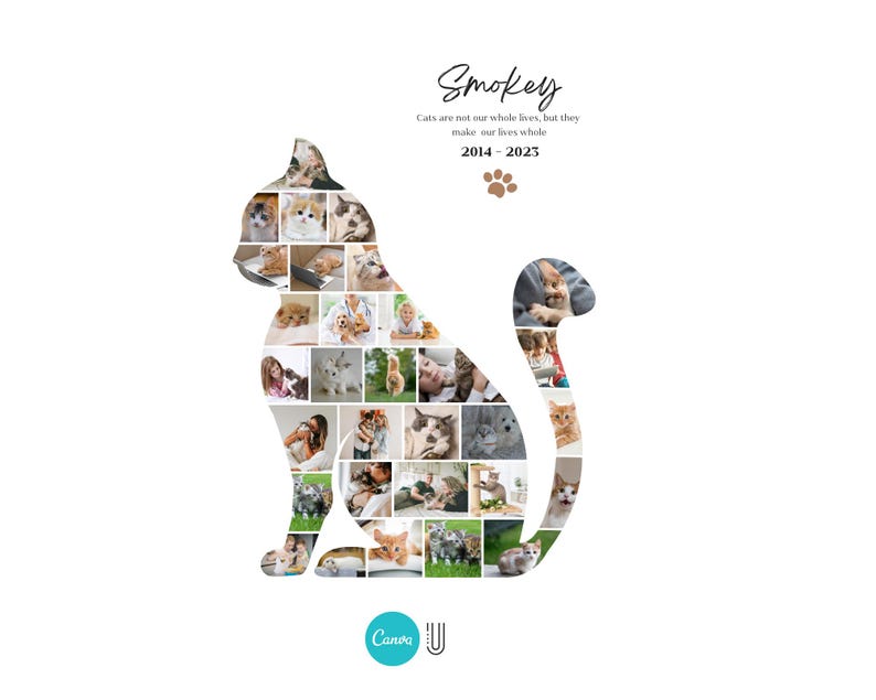 Custom Cat Photo Collage Template: Pet Memorial Gift (Digital File)