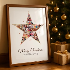 Custom Christmas Star Photo Collage Template (Digital Download) image 1