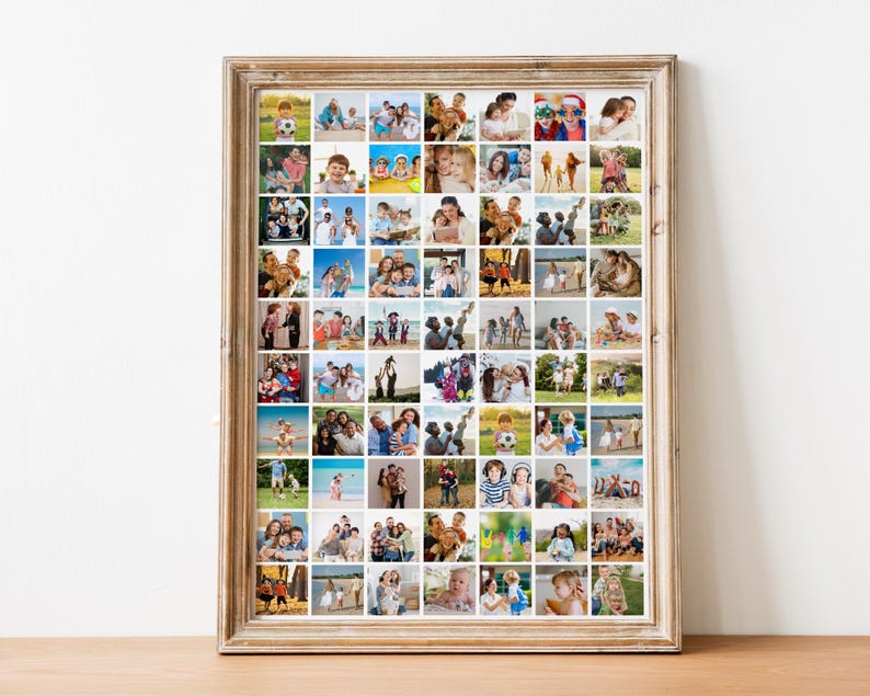 70 Photo Collage Template, Minimalist Grid (Canva Digital Download)