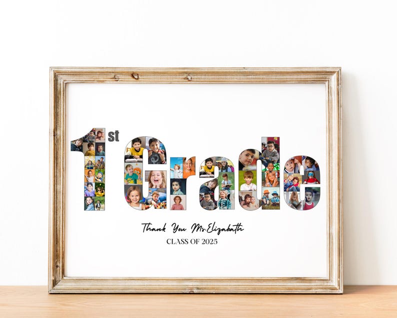 Fotokollage för första klass – Lärarpresent, skolminne (digital fil) bild 1