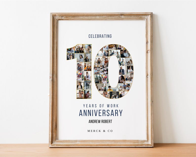 10th Work Anniversary Photo Collage Gift (Digital File)