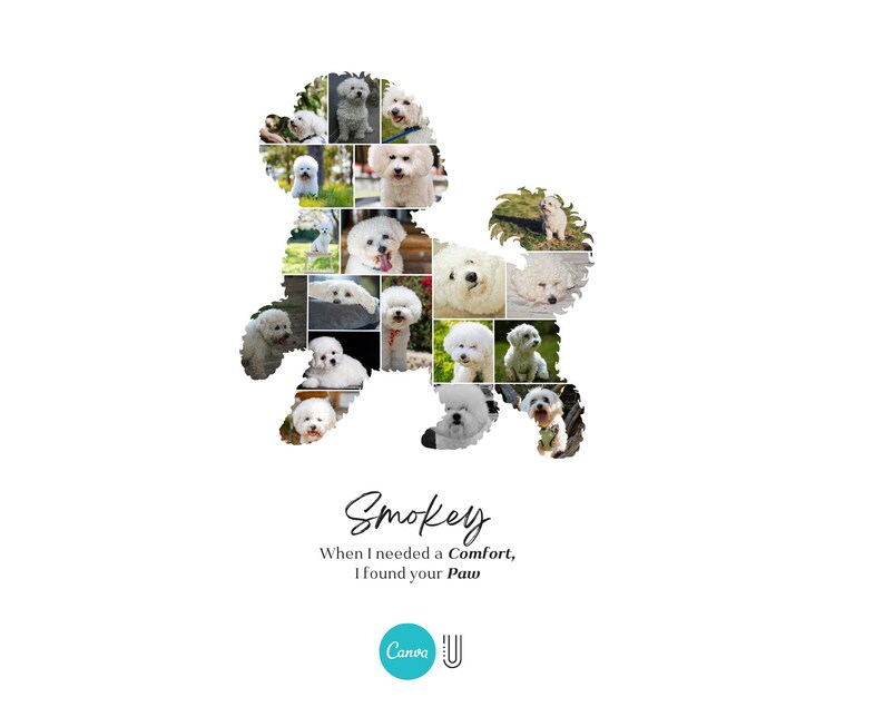 Personalized Bichon Frisé Photo Collage - Dog Pet Memorial Gift - Custom Made with Your Digital Pictures