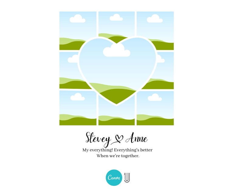 Personalized Photo Collage Gift: Anniversary, Wedding, Couples (Digital File)