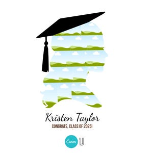 Graduation Photo Collage Template 2026 Senior Gifts Grad Collage Poster Graduation Cap Design Drag and Drop Canva Template Instant Download