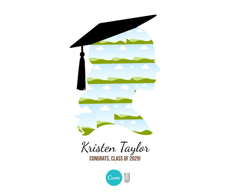 Graduation Photo Collage Template 2026 Senior Gifts Grad Collage Poster Graduation Cap Design Drag and Drop Canva Template Instant Download