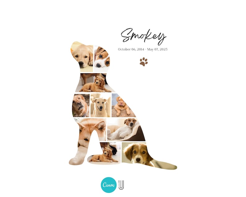 Dog Photo Collage Template: Custom Pet Memorial (Canva)