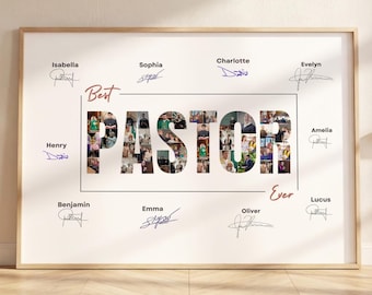 Pastor Photo Collage Gift for Youth Anniversary, 5 Years Pastor, Pastor Appreciation, Personalized Anniversary and Birthday Gift for Husband