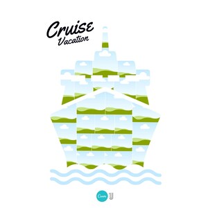 Cruise Photo Collage Canva Template Vacation Keepsake DIY Travel Photo Frame Printable Cruise Collage