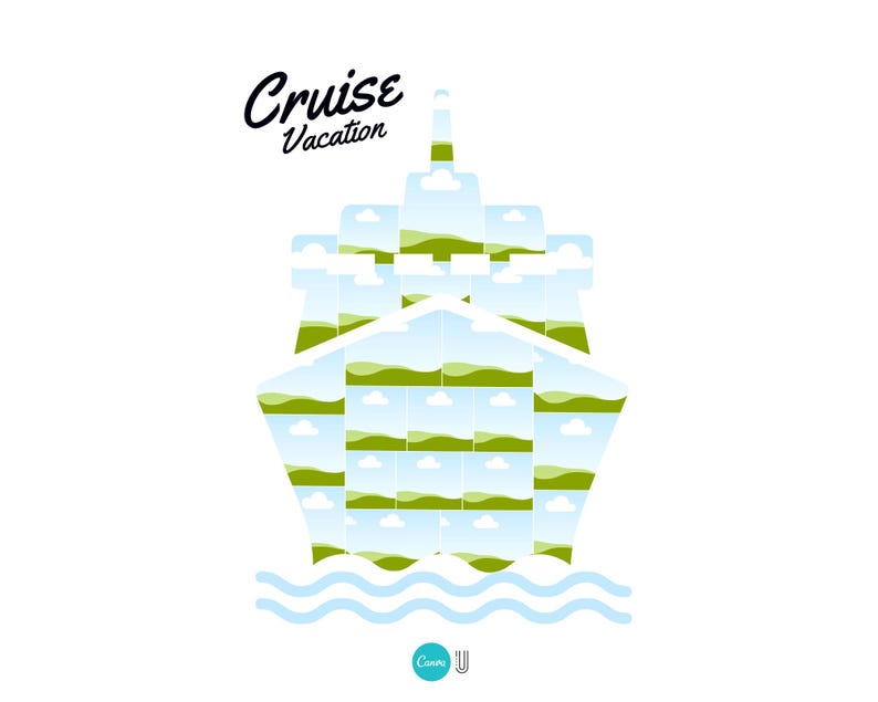 Cruise Photo Collage Canva Template Vacation Keepsake DIY Travel Photo Frame Printable Cruise Collage
