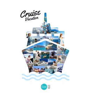 Cruise Photo Collage Canva Template Vacation Keepsake DIY Travel Photo Frame Printable Cruise Collage