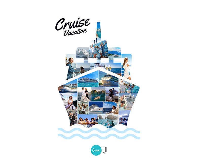 Cruise Photo Collage Canva Template Vacation Keepsake DIY Travel Photo Frame Printable Cruise Collage