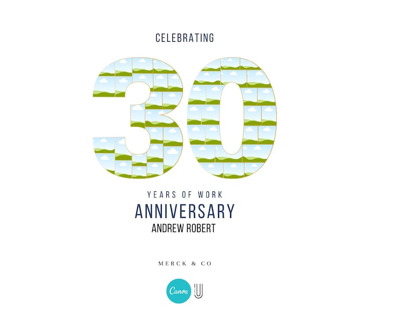 30th Work Anniversary Photo Collage Gift (Digital Download)