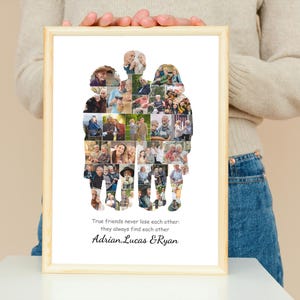 Custom BFF Silhouette Photo Collage – Personalized adult Friendship Gift image 2