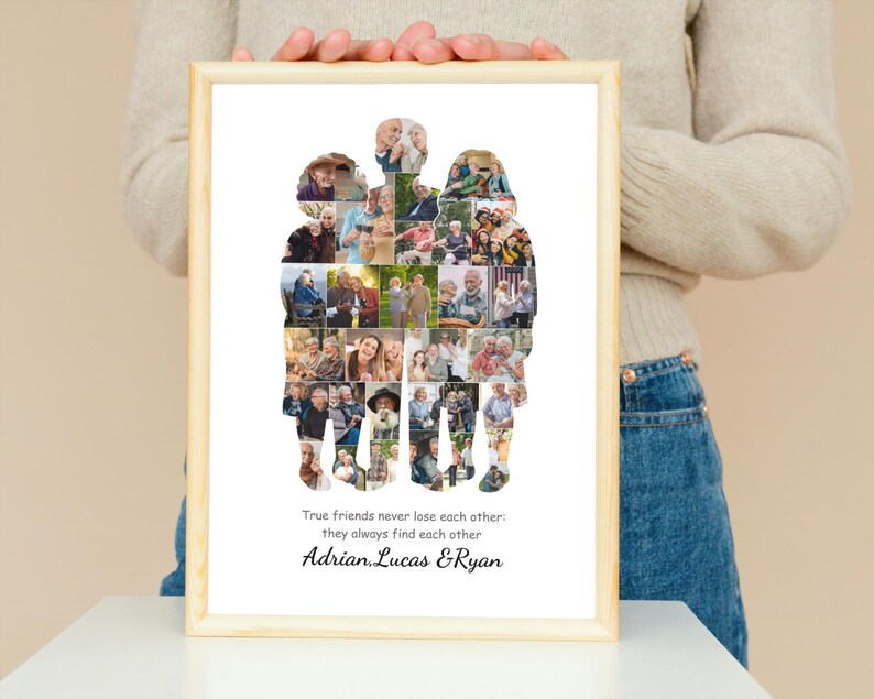 Custom BFF Silhouette Photo Collage – Personalized adult Friendship Gift image 2