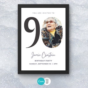 90th Birthday Photo Collage: Canva Template (Digital Download)