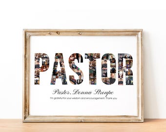 Pastor Photo Collage Gift for Youth Anniversary, 5 Years Pastor, Pastor Appreciation, Personalized Anniversary and Birthday Gift for Husband