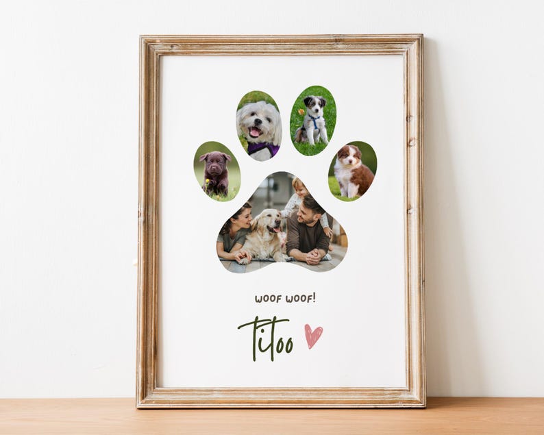 Dog Paw Photo Collage Canva Template: Pet Memorial Design (Digital Download