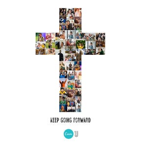 Christian Cross Photo Collage Template: Faith Keepsake (Editable Canva, Digital Download