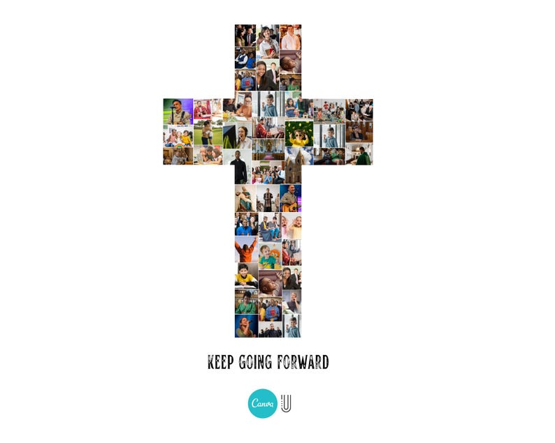 Christian Cross Photo Collage Template: Faith Keepsake (Editable Canva, Digital Download