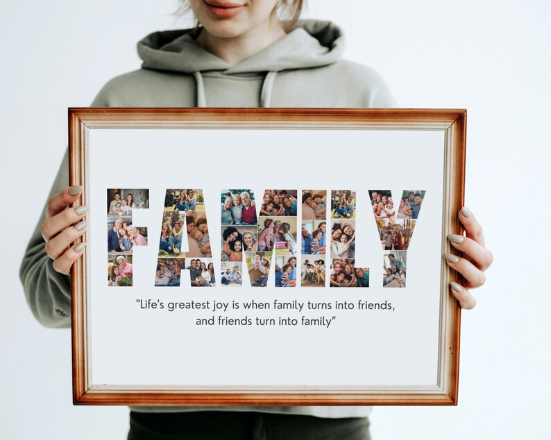 Mall för familjefotokollage: Vårdade ögonblick, personlig digital fil (Canva, digital nedladdning) bild 4