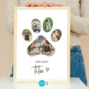 Dog Paw Photo Collage Canva Template: Pet Memorial Design (Digital Download
