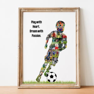 Football Boy Silhouette Photo Collage | Soccer Kids Canva Template