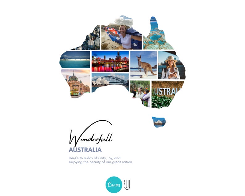 Australia Map Photo Collage: Custom Travel Gift (Digital File)