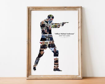 Polizist Foto Collage Sheriff SWAT Team Geschenk Strafverfolgung Wand Kunst Ersthelfer Wertschätzung Poster personalisiert Digital