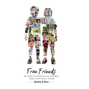 2 boys photo collage personalized best friend gift for boys friendship, BFF boys birthday gift, male friendship gift and farewell photo gift