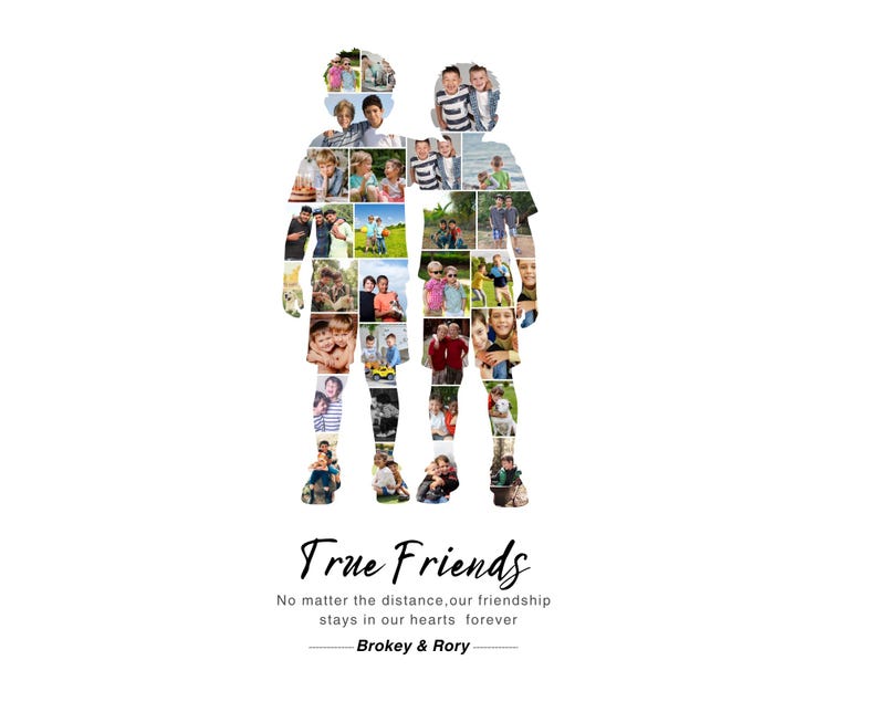 2 boys photo collage personalized best friend gift for boys friendship, BFF boys birthday gift, male friendship gift and farewell photo gift