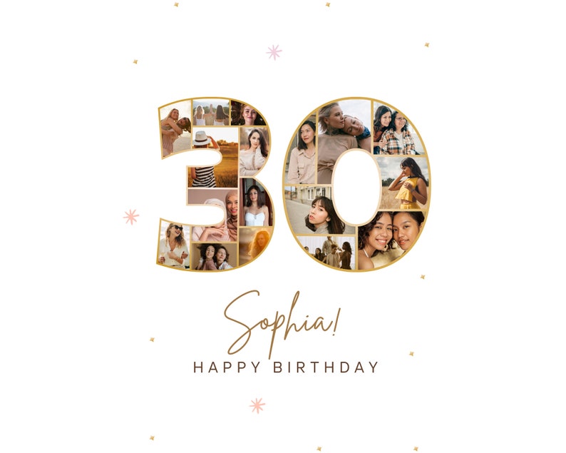 30th Birthday Photo Collage: Custom Canva Frame Gift (Digital)