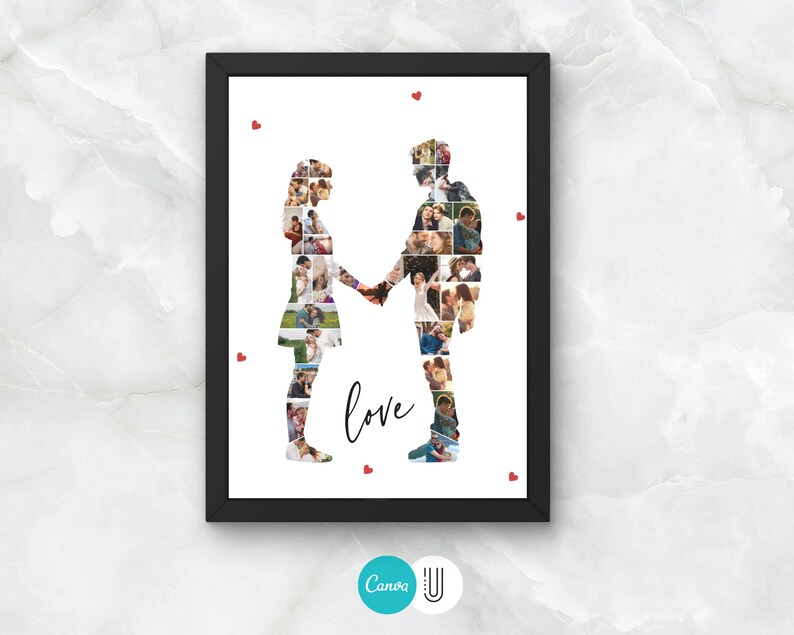 Couples Photo Collage Template, Anniversary Gift (Canva)
