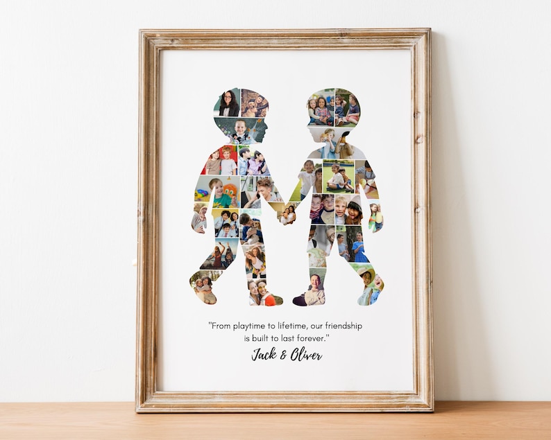 Friends Photo Collage Gift, Two Boys Keepsake (Digital Download)