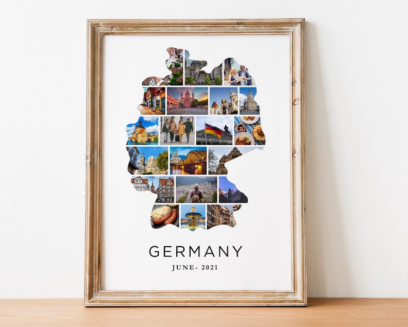 Germany Map Photo Collage Template: Travel Souvenir Gift (Canva)