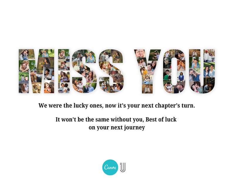 We Will Miss You Farewell Gift for Coworker Boss Team Printable Photo Collage Best Friend Leaving Picture for Employee Going Away