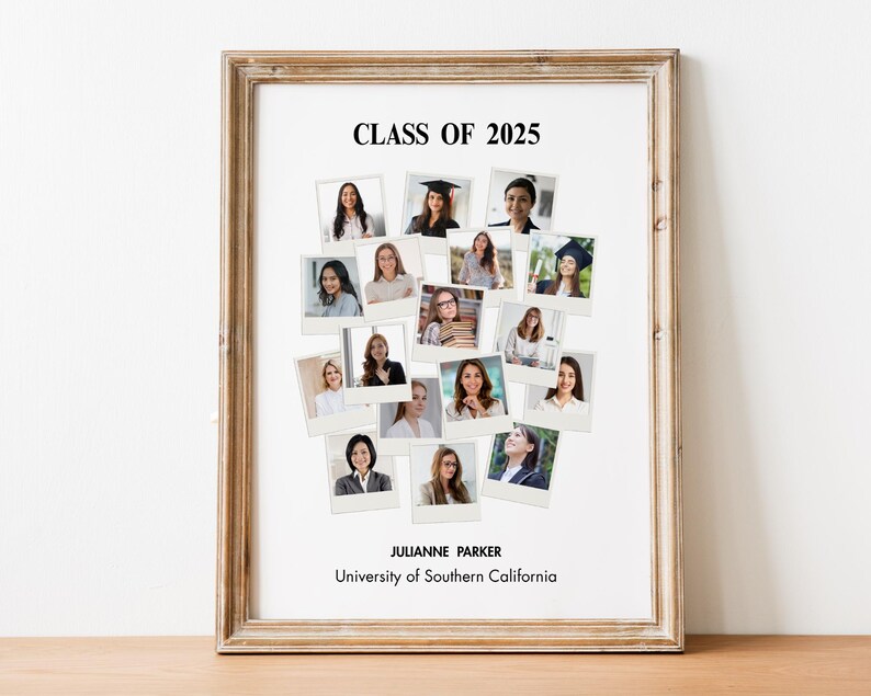 Graduation Photo Collage Template: Class of 2025 Sign (Canva Digital Download)