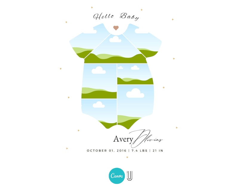 Personalized Newborn Baby Photo Collage Canva Template – Custom Family Holiday Wall Art, Editable Digital Baby Gift, Keepsake Nursery Decor